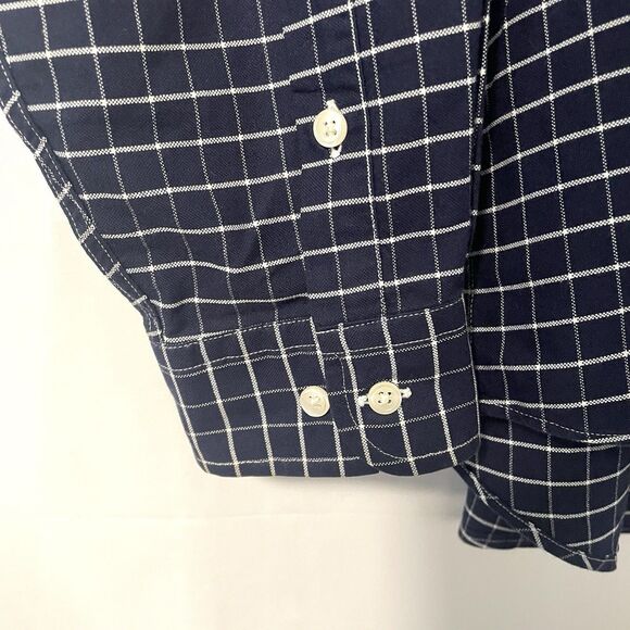 Vintage Tommy Hilfiger Navy Blue Windowpane  Button Up Shirt Long-Sleeve L Crest - Picture 3 of 11
